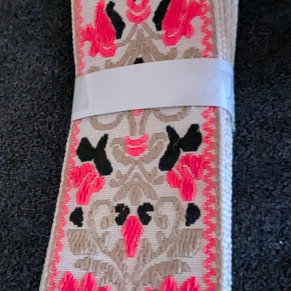 Embroidered Crossbody Bag Strap - Pink and Black